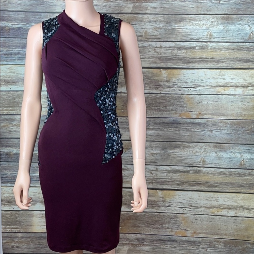 Tenax Bordeaux Bodycon Sleeveless Mini Dress NWT